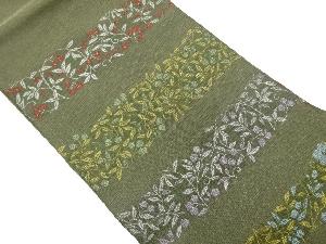 花唐草に横縞模様織出し名古屋帯